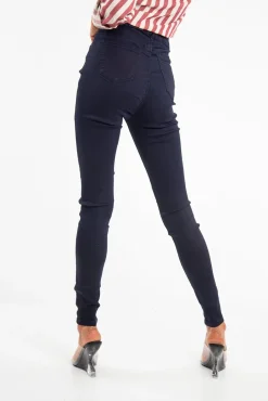 Rebellious Fashion Dark Wash High Waist Skinny Fit Denim Jeans - Anatalia