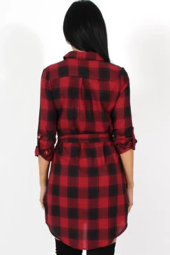 Rebellious Fashion Darla Red And Black Checked Shirt Dress