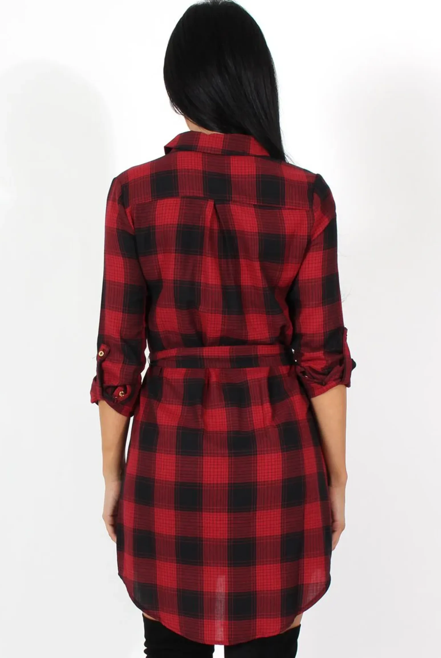 Rebellious Fashion Darla Red And Black Checked Shirt Dress