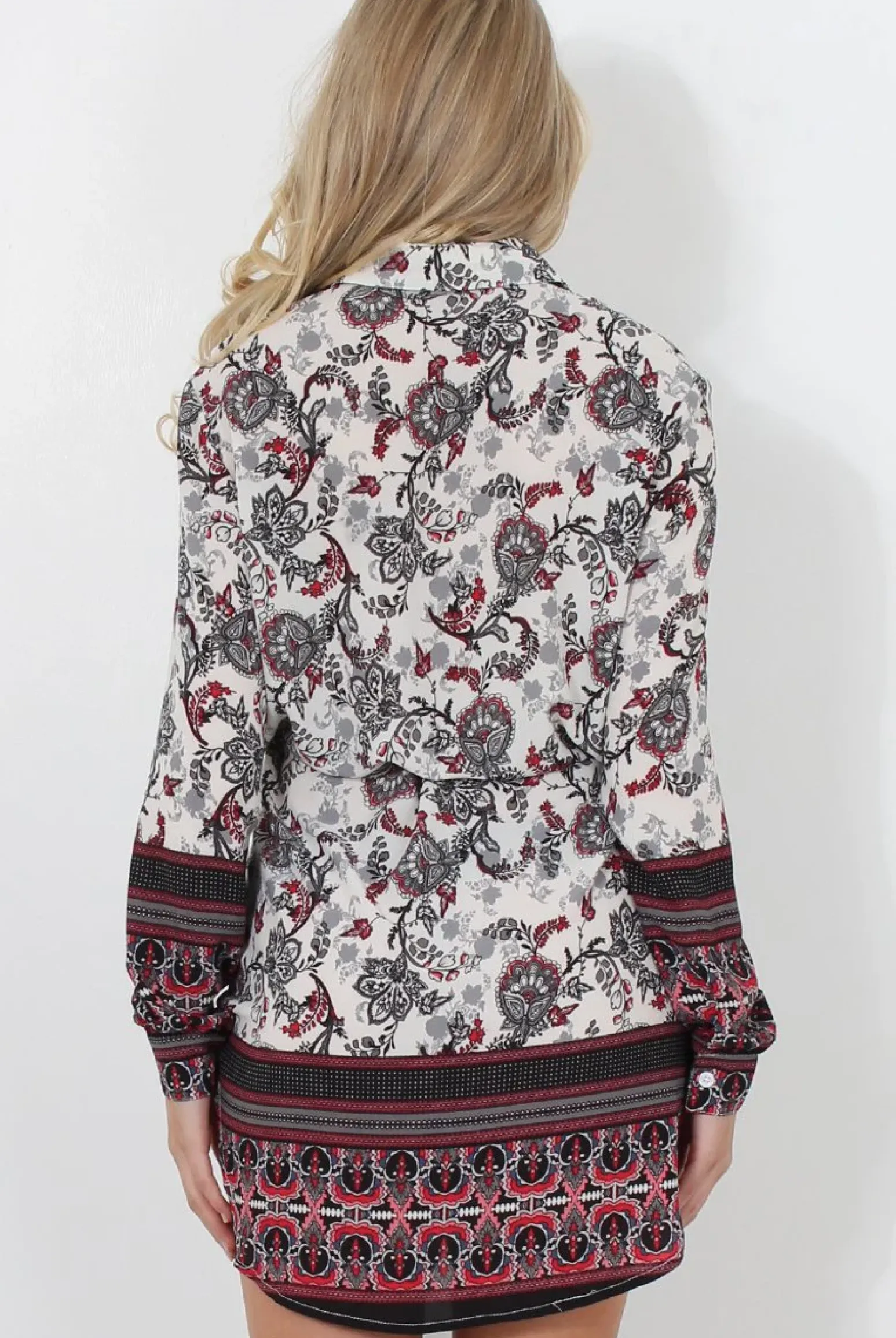 Rebellious Fashion Darla Grey Floral Shirt Dress