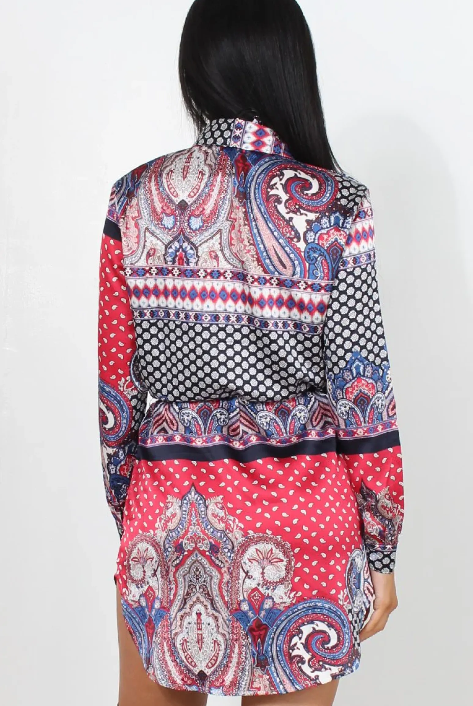 Rebellious Fashion Darna Pink Paisley Print Shirt Dress