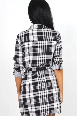 Rebellious Fashion Dasha Black Checked Shirt Dress