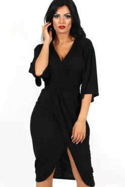 Rebellious Fashion Debra Black V Neck Crossover Dress