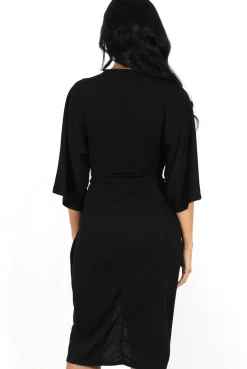 Rebellious Fashion Debra Black V Neck Crossover Dress