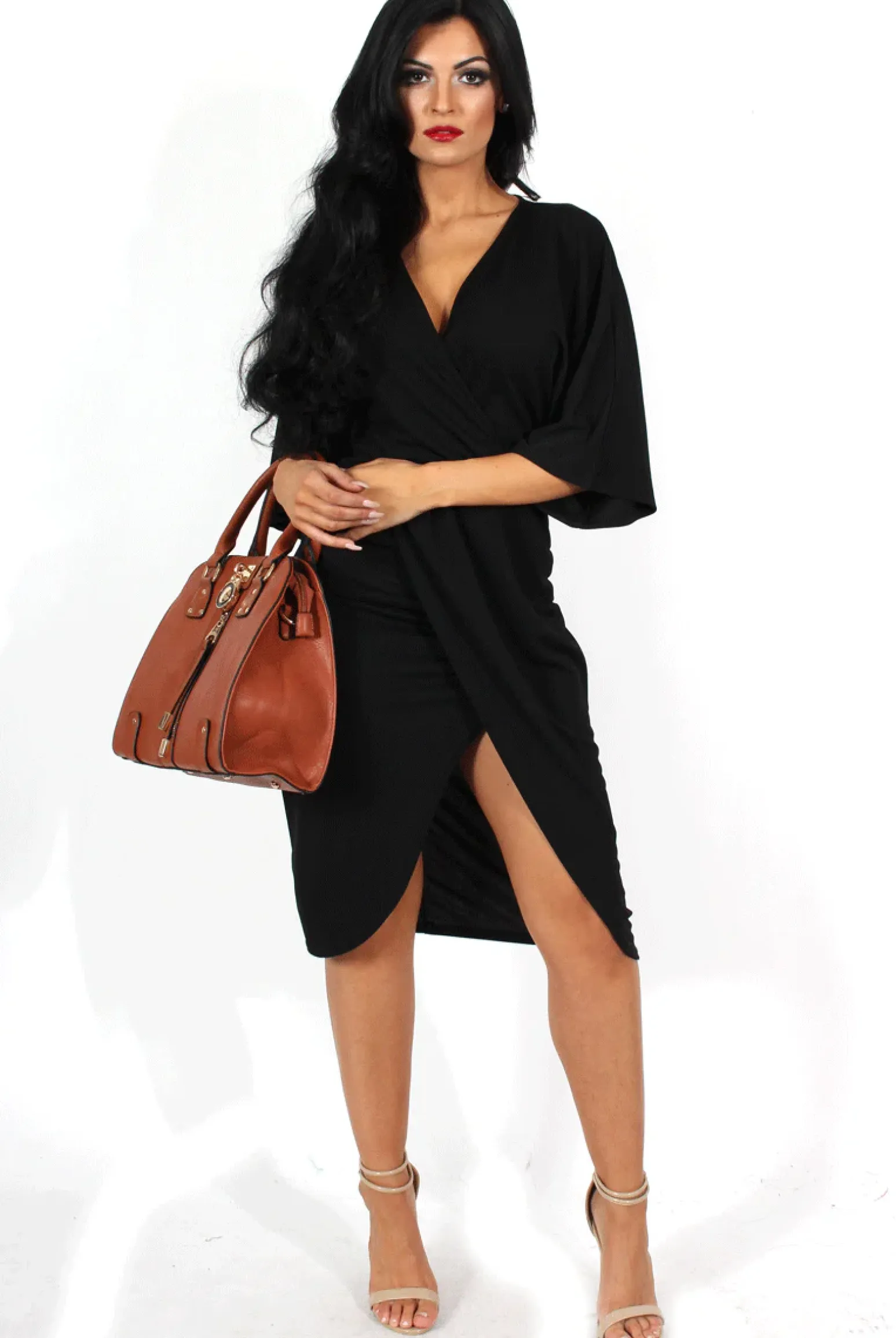 Rebellious Fashion Debra Black V Neck Crossover Dress