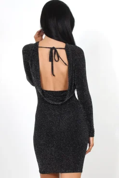 Rebellious Fashion Delara Black Drooped Back Dress
