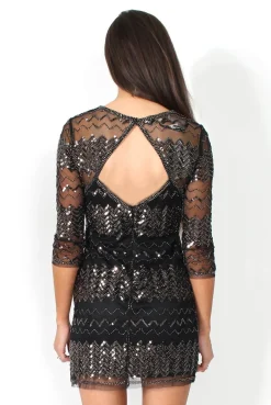 Rebellious Fashion Demi Black Sequin Cut Out Back Dress