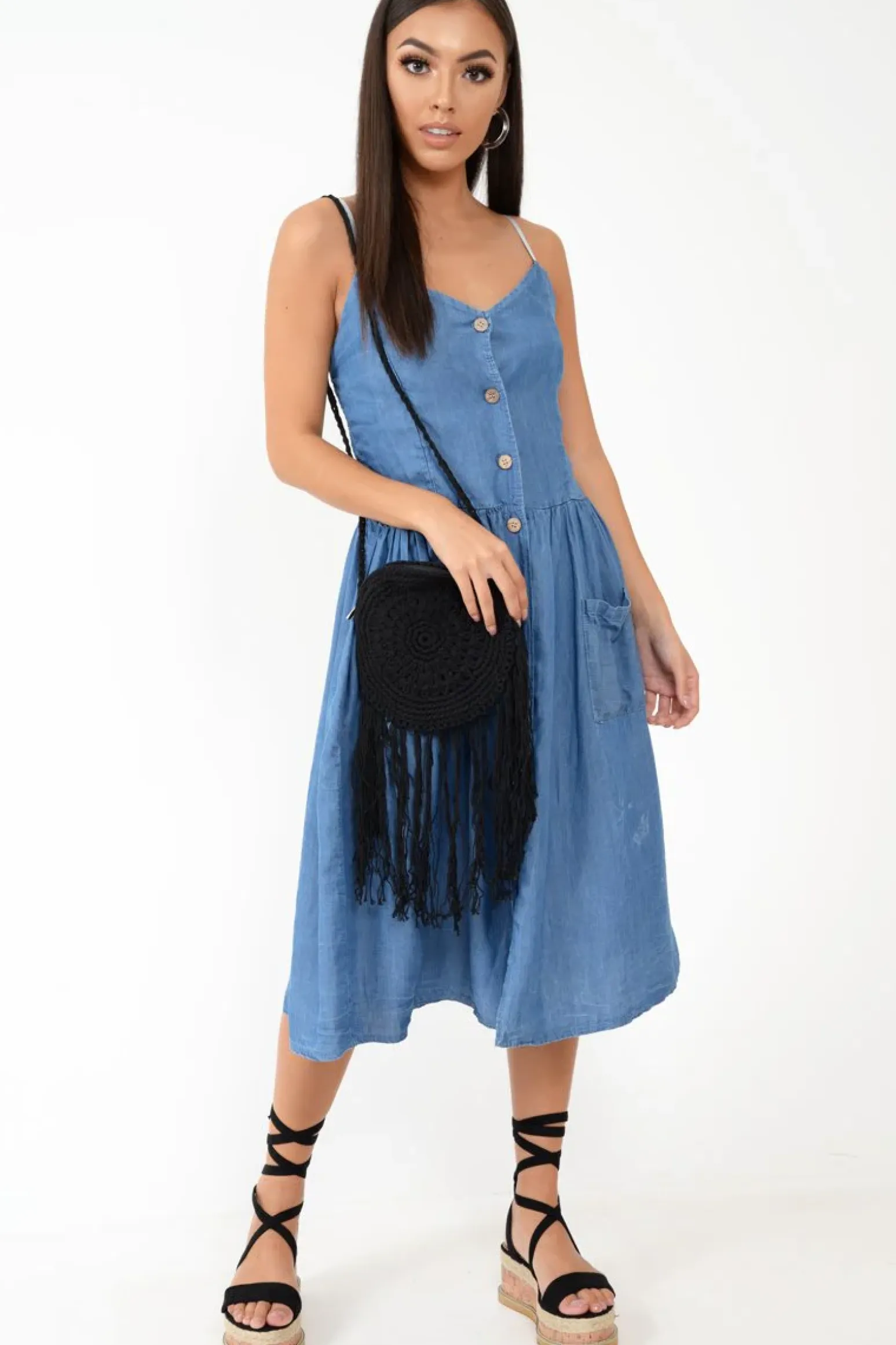 Rebellious Fashion Denim Button Up Dress - Lilyanne