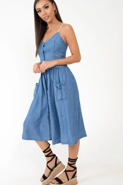 Rebellious Fashion Denim Button Up Dress - Lilyanne