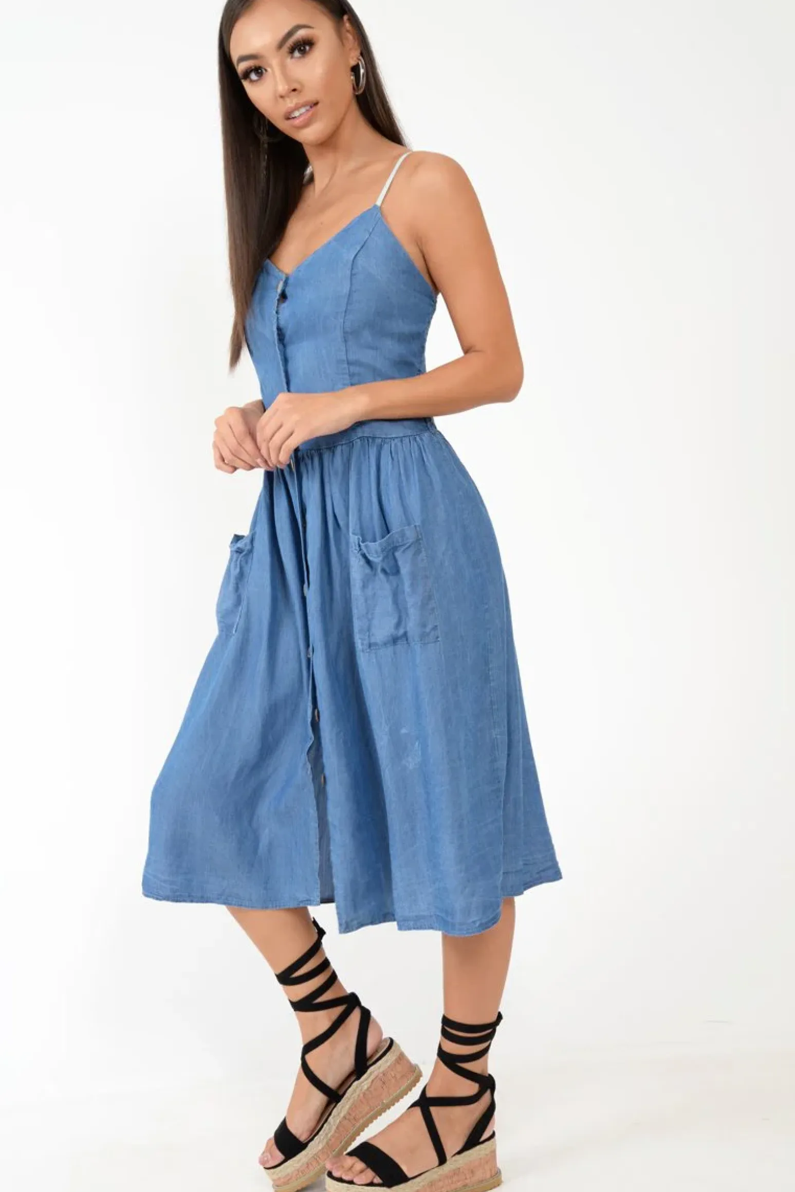 Rebellious Fashion Denim Button Up Dress - Lilyanne