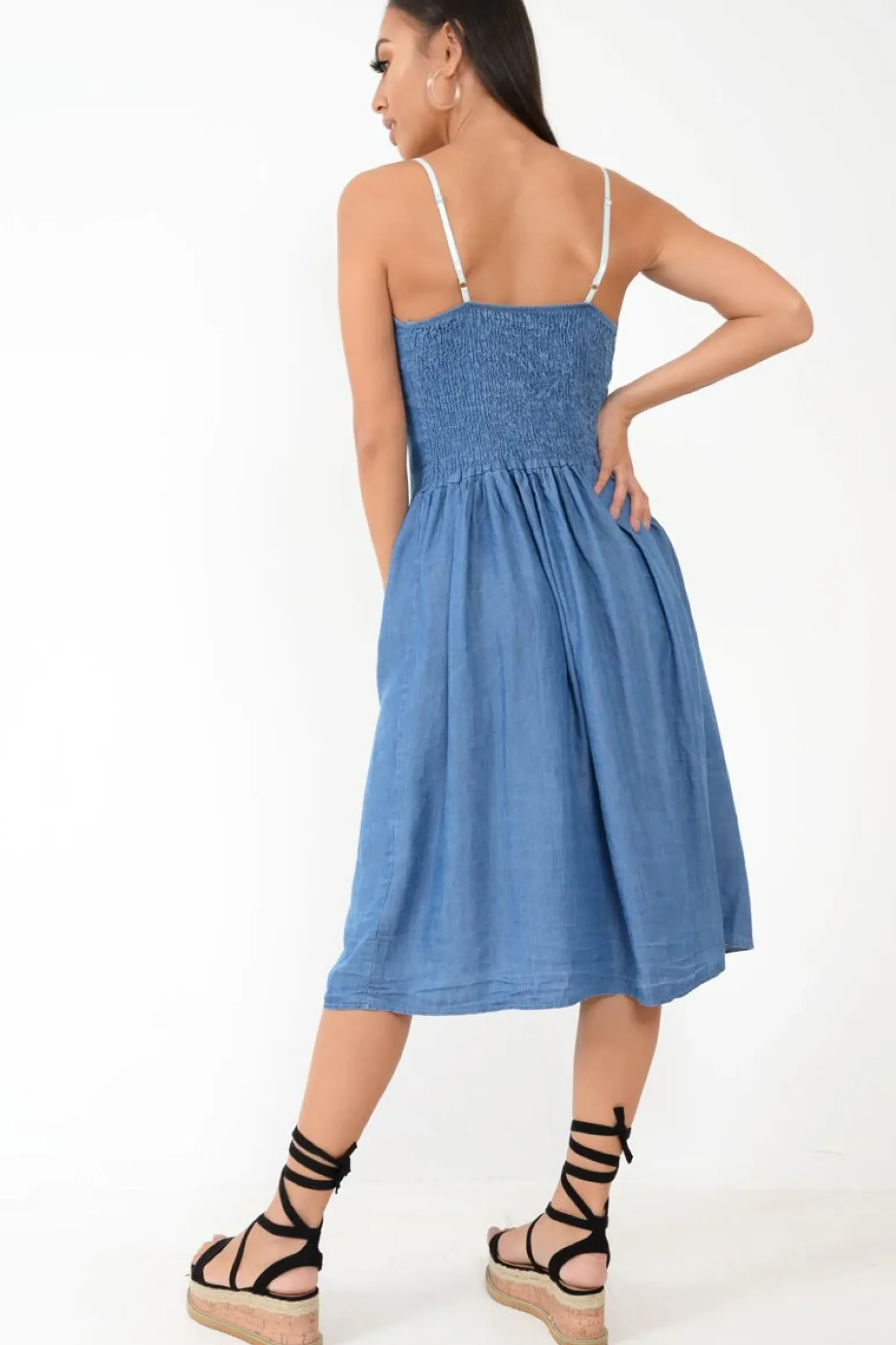 Rebellious Fashion Denim Button Up Dress - Lilyanne