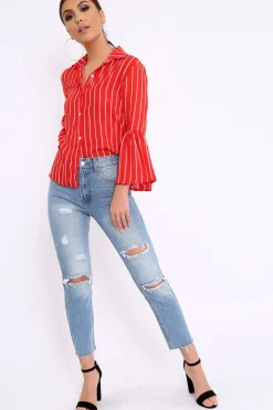 Rebellious Fashion Denim Blue Bum Ripped Jeans - Jamani