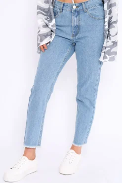 Rebellious Fashion Denim Blue Fake Pocket Star Jeans - Jaydy