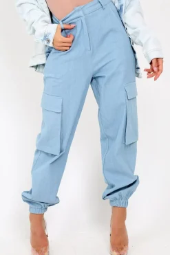 Rebellious Fashion Denim Cuffed Cargo Pants - Galya