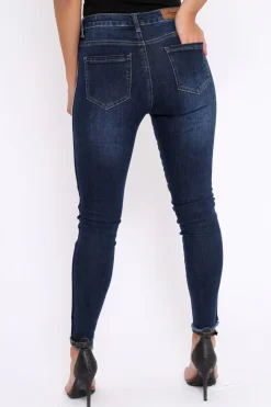Rebellious Fashion Denim Skinny Jeans with Side Stripes - Hana