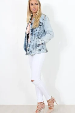 Rebellious Fashion Distressed Denim Jacket - Binky
