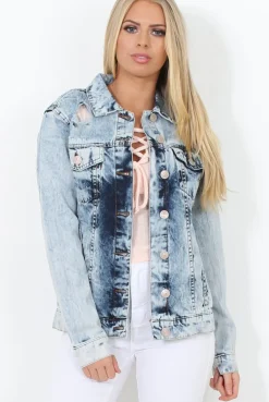 Rebellious Fashion Distressed Denim Jacket - Binky
