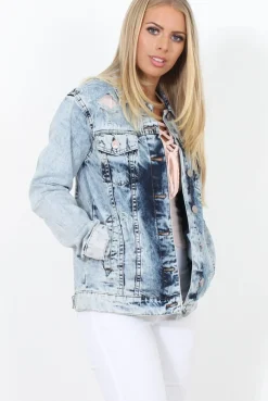 Rebellious Fashion Distressed Denim Jacket - Binky