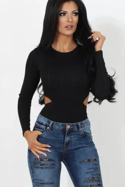 Rebellious Fashion Diya Black Cut Out Bodysuit