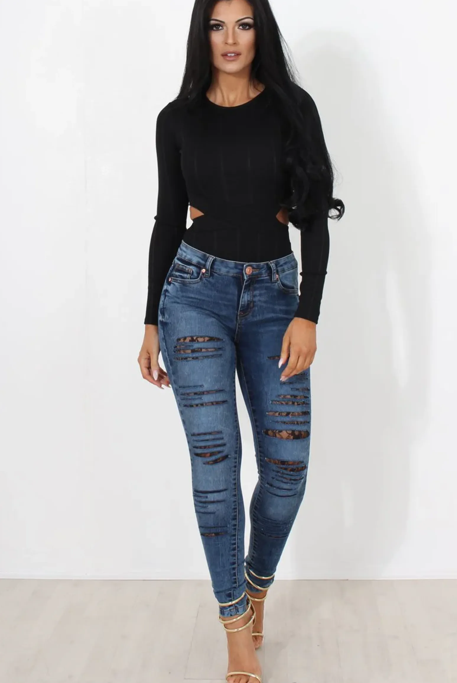 Rebellious Fashion Diya Black Cut Out Bodysuit