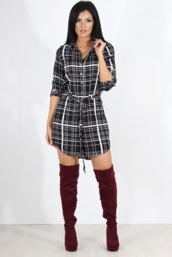 Rebellious Fashion Dolly Black Check Print Shirt Dress