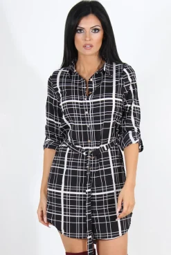 Rebellious Fashion Dolly Black Check Print Shirt Dress
