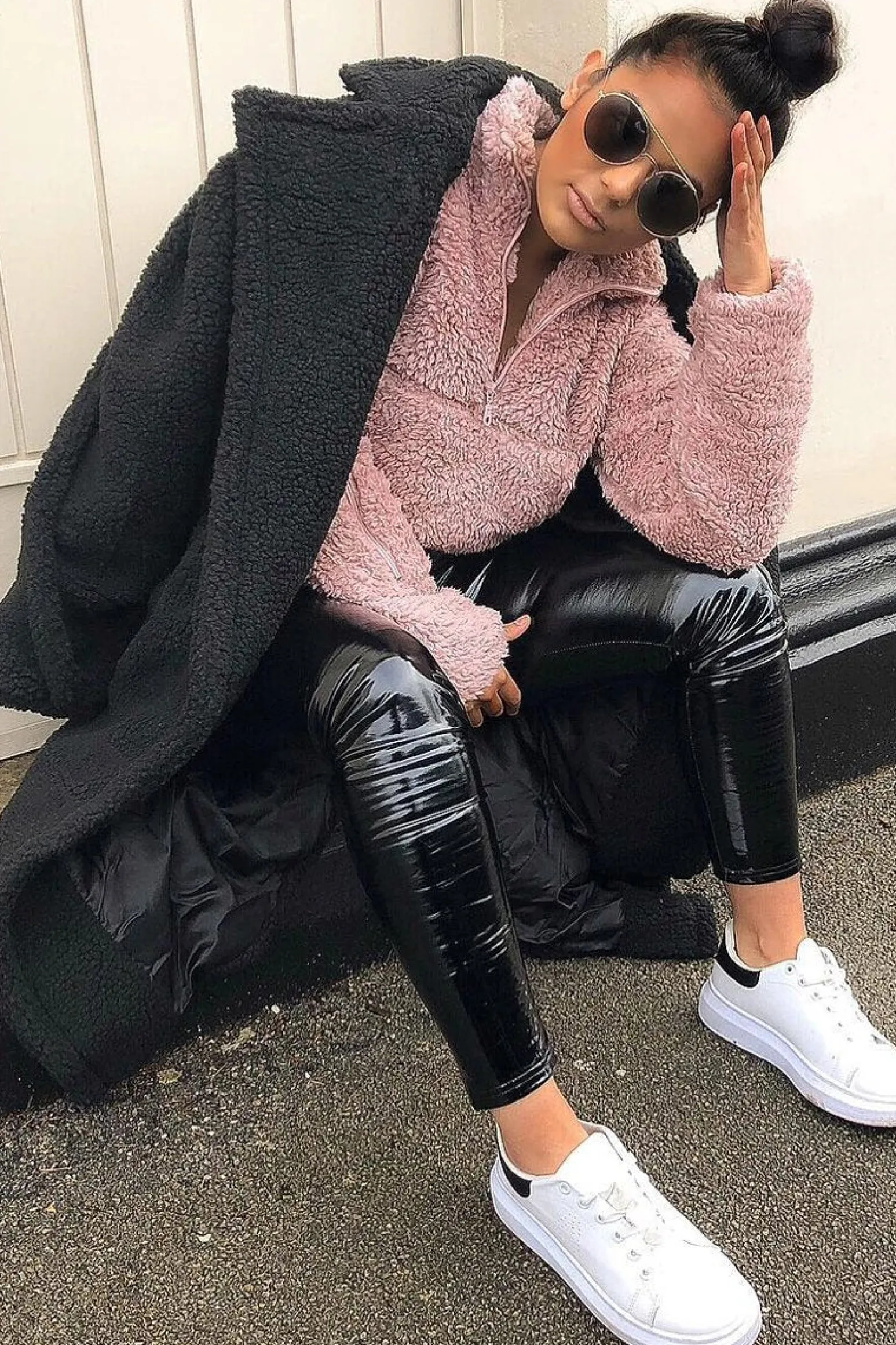 Rebellious Fashion Dusky Pink Borg Zip Front Crop Jacket - Kazi