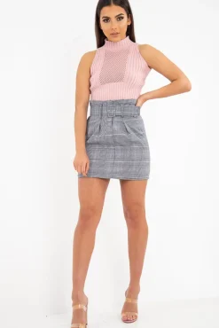 Rebellious Fashion Dusky Pink High Neck Sleeveless Crop Jumper - Maleena