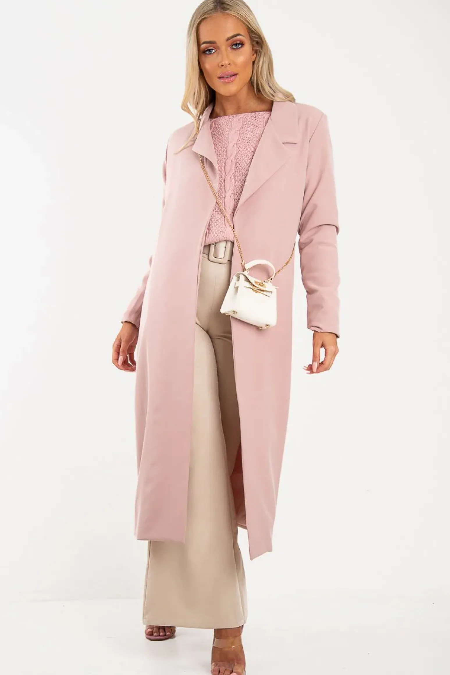 Rebellious Fashion Dusty Pink Chunky Knit Sleeve Detail Jumper - Lillienne
