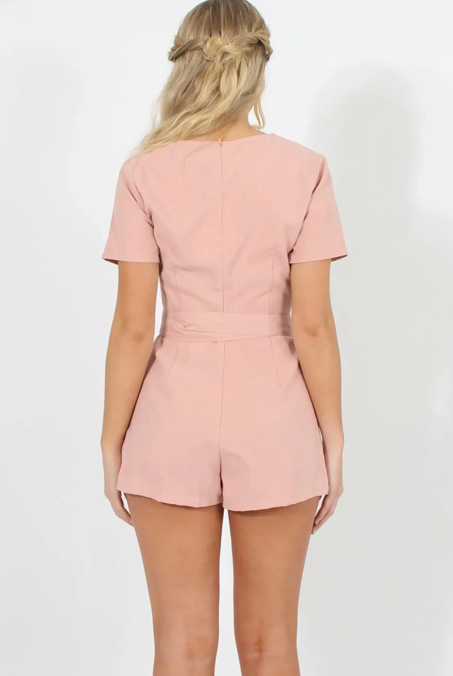 Rebellious Fashion Dusty Pink Tie Back Playsuit - Lunah