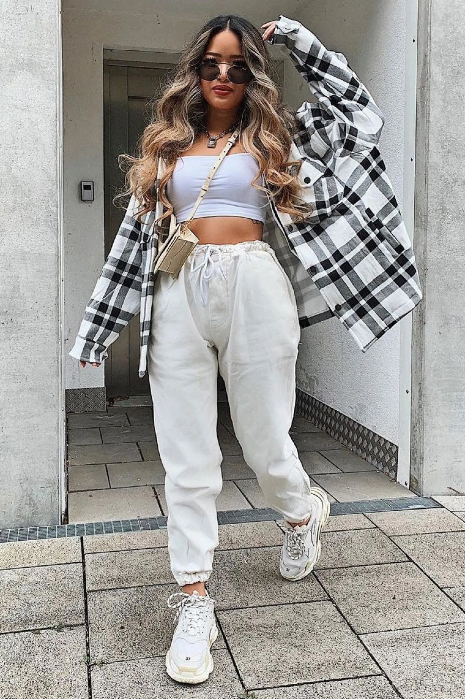Rebellious Fashion Ecru White Denim Oversized Joggers - Vylette
