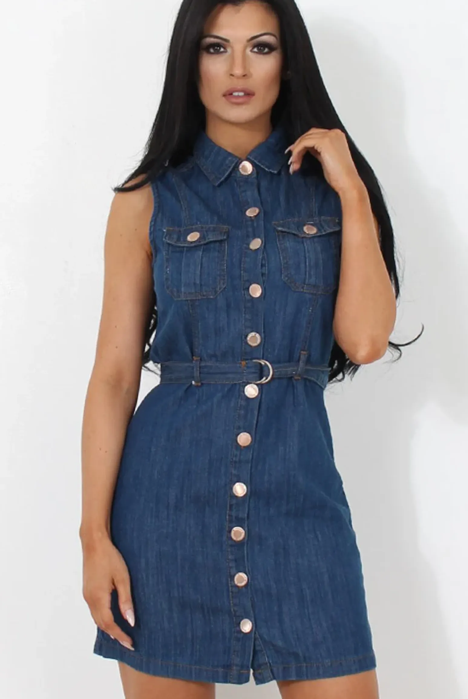 Rebellious Fashion Effy Denim Sleeveless Dress