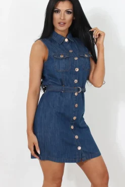 Rebellious Fashion Effy Denim Sleeveless Dress
