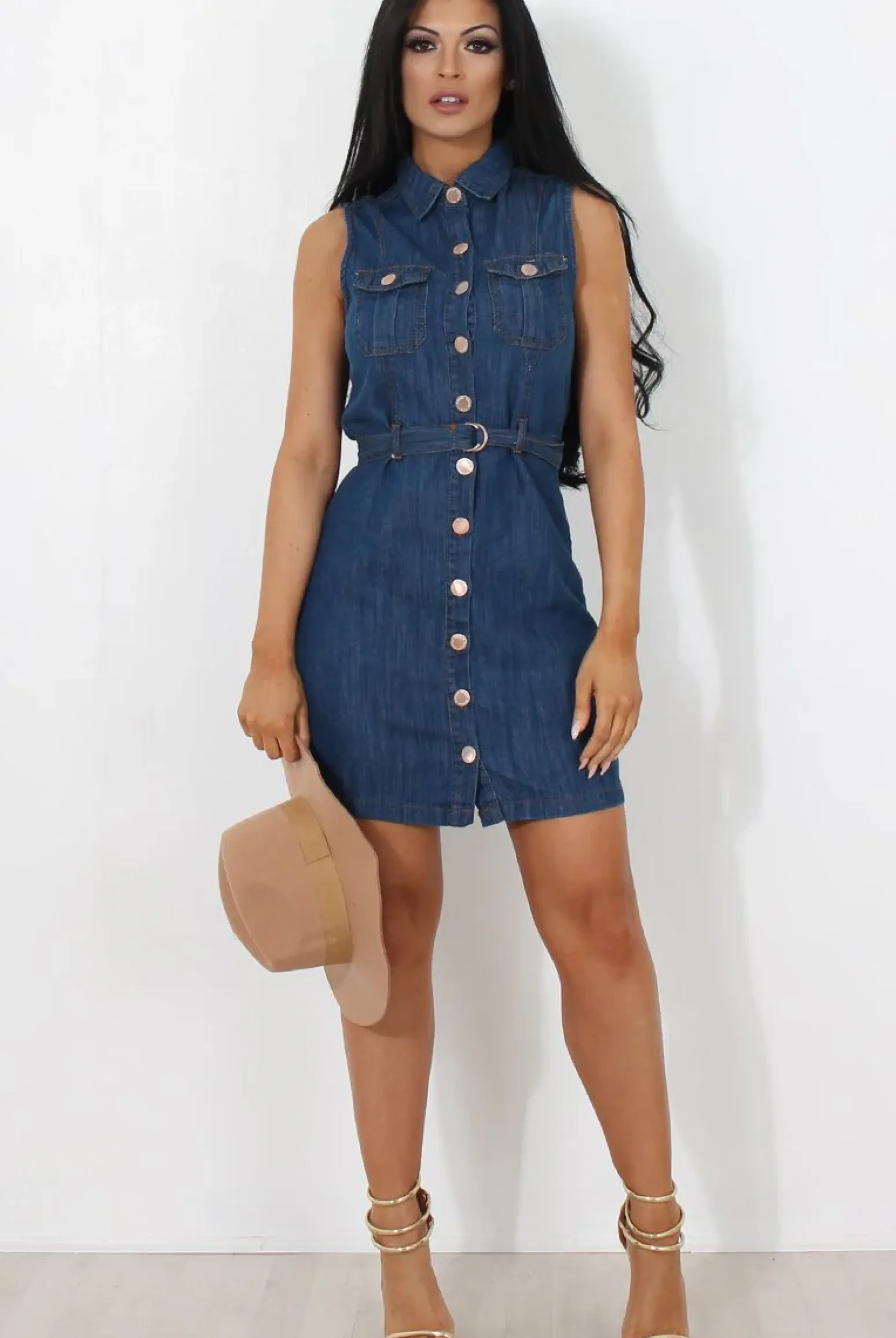 Rebellious Fashion Effy Denim Sleeveless Dress