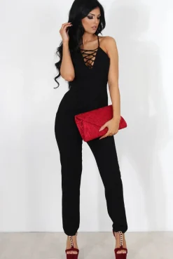 Rebellious Fashion Eilysh Black Lace Up Jumpsuit