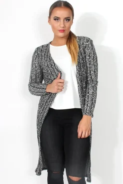Rebellious Fashion Elena Knitted Grey Long Length Jacket