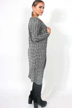 Rebellious Fashion Elena Knitted Grey Long Length Jacket