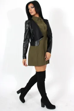 Rebellious Fashion Elodie Khaki Shirt Dress