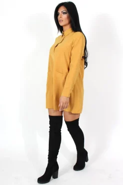 Rebellious Fashion Elodie Mustard Shirt Dress