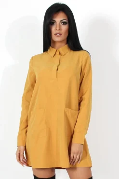 Rebellious Fashion Elodie Mustard Shirt Dress