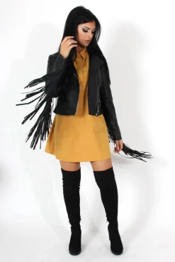 Rebellious Fashion Elodie Mustard Shirt Dress