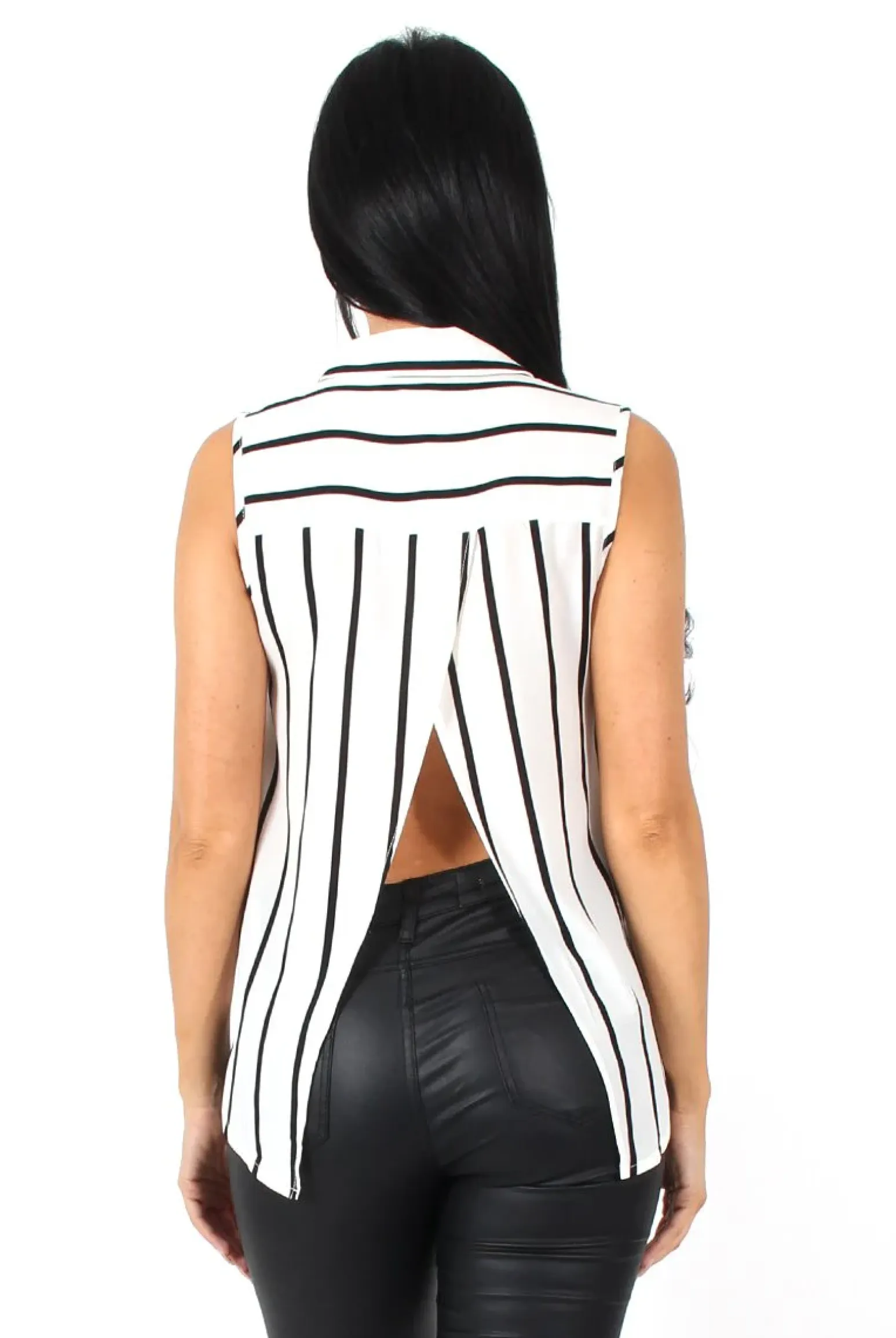 Rebellious Fashion Elsie Black And White Split Striped Shirt