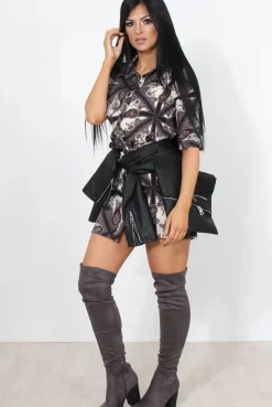 Rebellious Fashion Elyse Purple Paisley Print Shirt Dress
