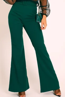 Rebellious Fashion Emerald Belted Wide Leg Trousers - Isadore