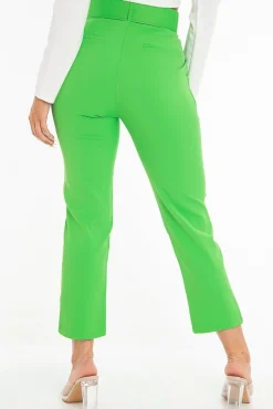 Rebellious Fashion Emerald Green Belted Tapered Peg Trousers - Jessika