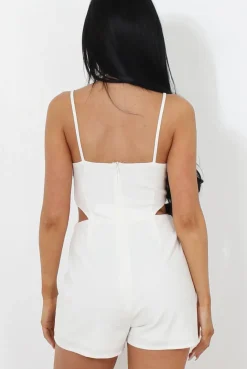 Rebellious Fashion Fai White Cut Out Halter Neck Playsuit