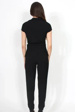 Rebellious Fashion Farrah Black Deep V Jumpsuit