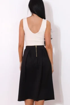 Rebellious Fashion Fergi Black Pleated Midi Skirt