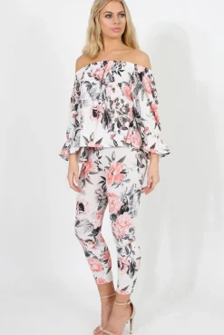 Rebellious Fashion Floral Print Off Shoulder Two Piece Set - Sherrie