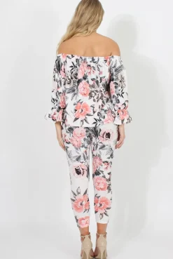 Rebellious Fashion Floral Print Off Shoulder Two Piece Set - Sherrie